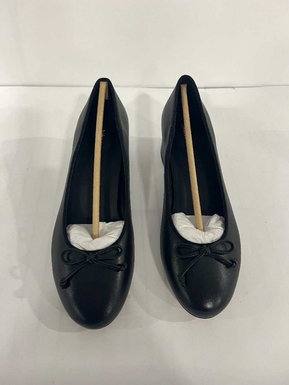 Italian Leather Ballet Block Heel Pump - Black